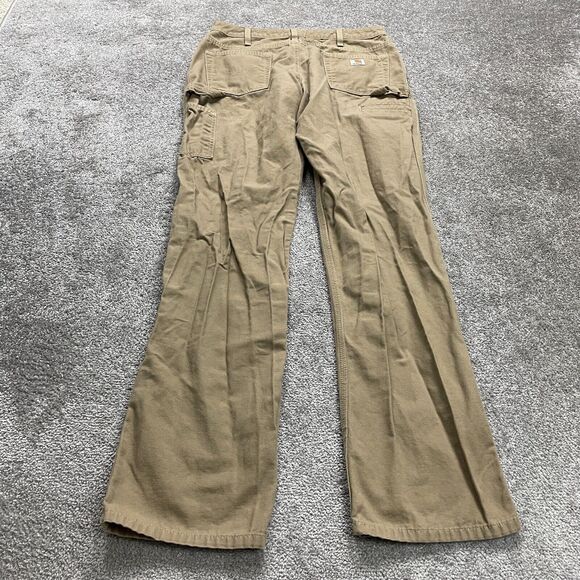 Lands' End Chino Carpenter Pants Womens 12 Brown High Rise Straight Casual 34x34 - Picture 2 of 13
